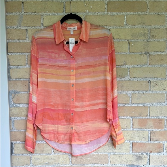 Anthropologie Tops - NWT Anthropologie Cloth & Stone Women's Coral Striped Button-Up Shirt
